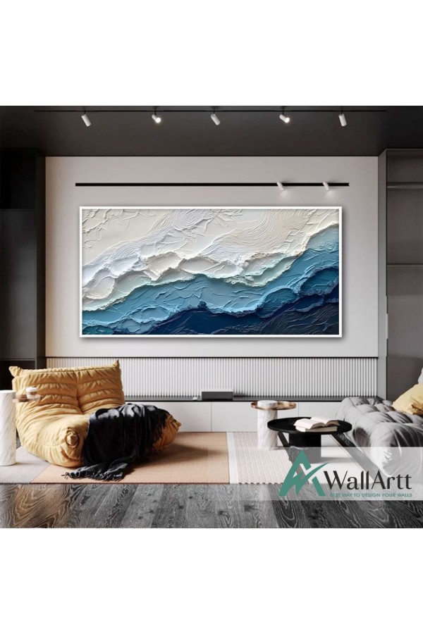 Abstract Waves V 3d Heavy Textured Partial Oil Painting